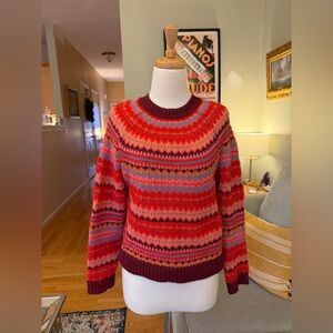 American Eagle Outfitters Red and Purple Patterned Sweater - XS